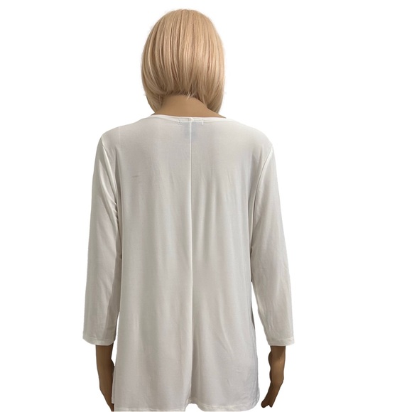 Susan Lawrence Off-White Long Sleeve Blouse with Embellished Neckline - Picture 2 of 4